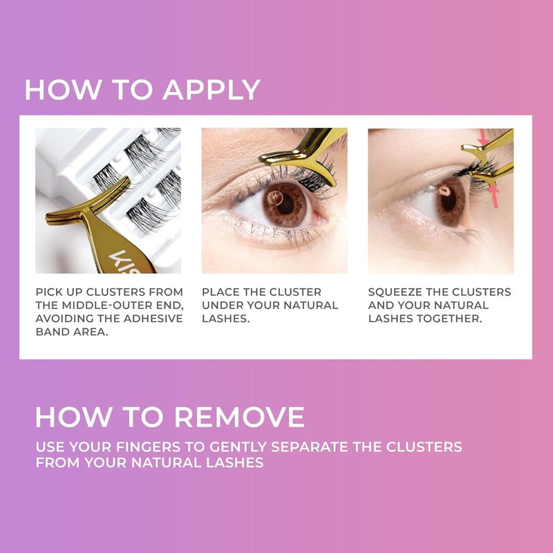 Impress False Eyelashes - Wispy Lash Clusters, 10mm-14mm | 30 Reusable, Contact Lens Friendly, Easy to Apply