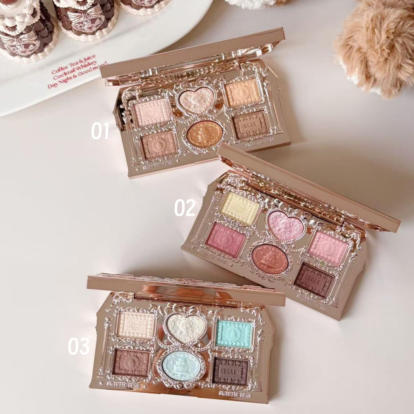 Flower Knows The Sweetie Bear Collection 6-Color Makeup Palette,Brown Eyeshadow Palette with 4 Matte + 2 Shimmer Shades,Blendable Smooth Cute Make Up,0.23 Oz(01 Buttery Croissant)