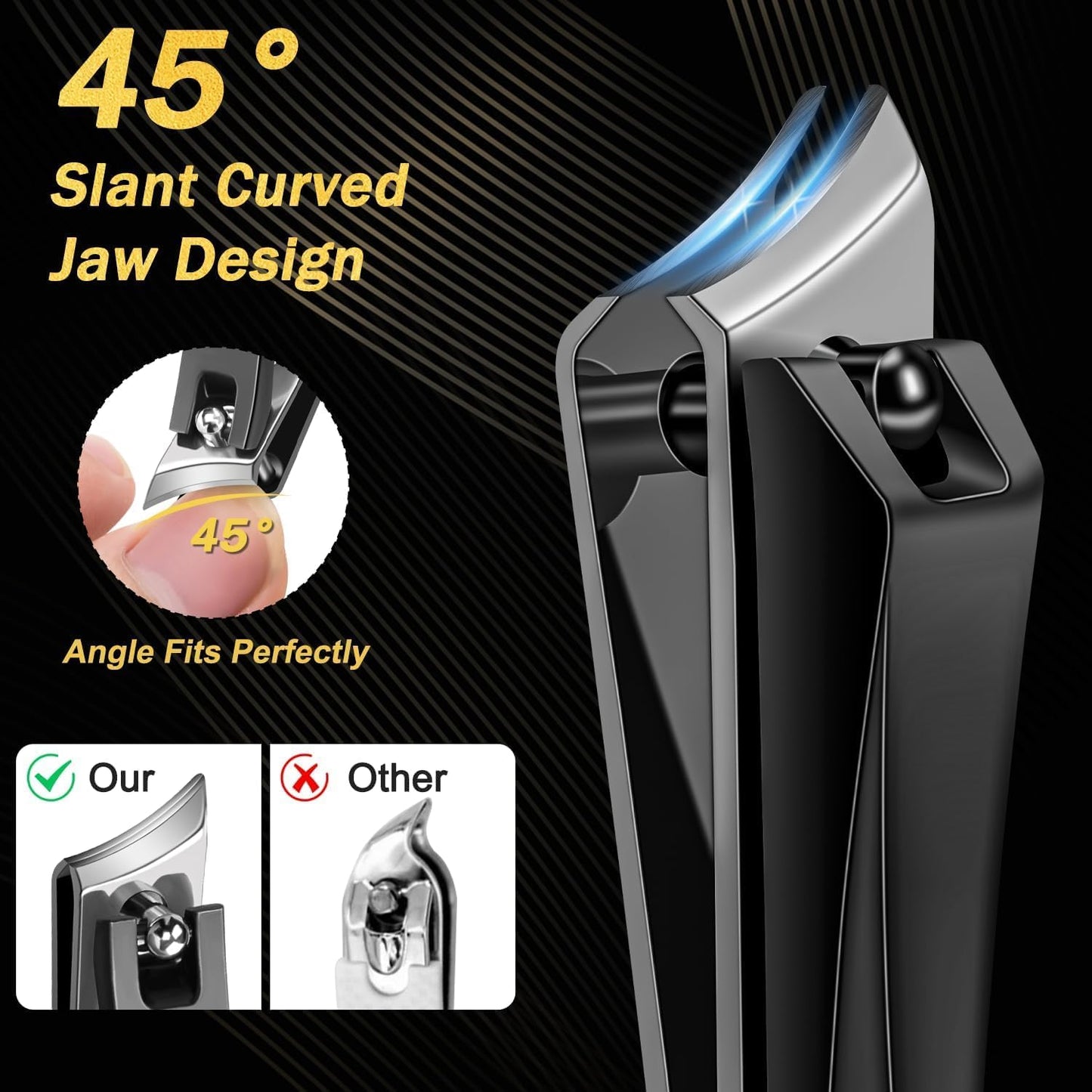 Toenail Clippers for Thick Nails - Heavy Duty Ingrown Toenail Clippers for Seniors | 5-Piece Set