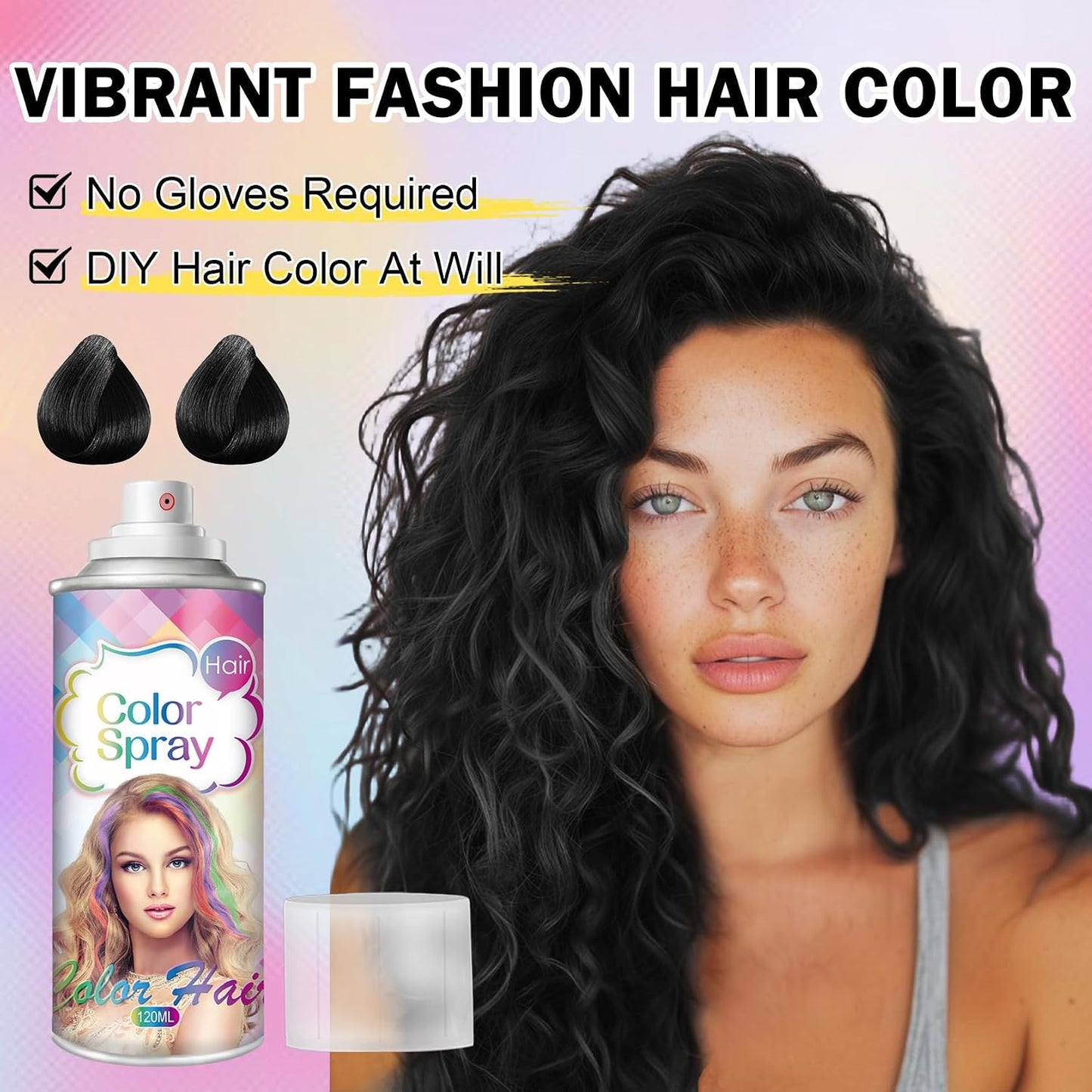 Temporary Hair Color Spray - Washable Black Hair Dye for Women | 120ML | Perfect for Christmas & Halloween