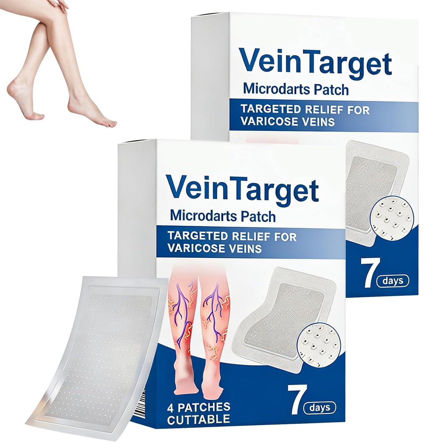 Vein Target Microdarts Patch - Professional Varicose Veins Treatment for Legs | Improves Blood Circulation, Natural Ingredients
