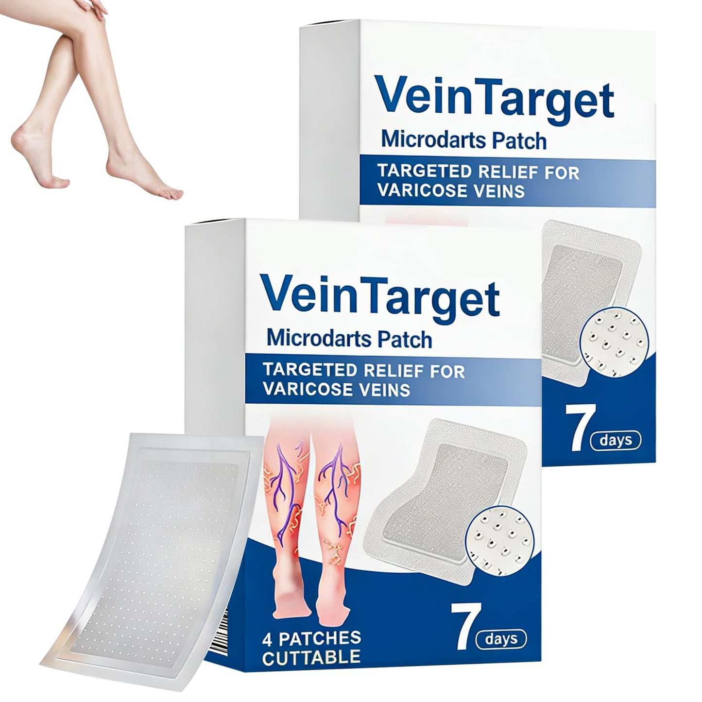 2Box Vein Target Microdarts Patch, Professional Varicose Veins Treatment for Legs, Improves Blood Circulation, Natural Ingredients Varicose Vein Patches for All Skin Types