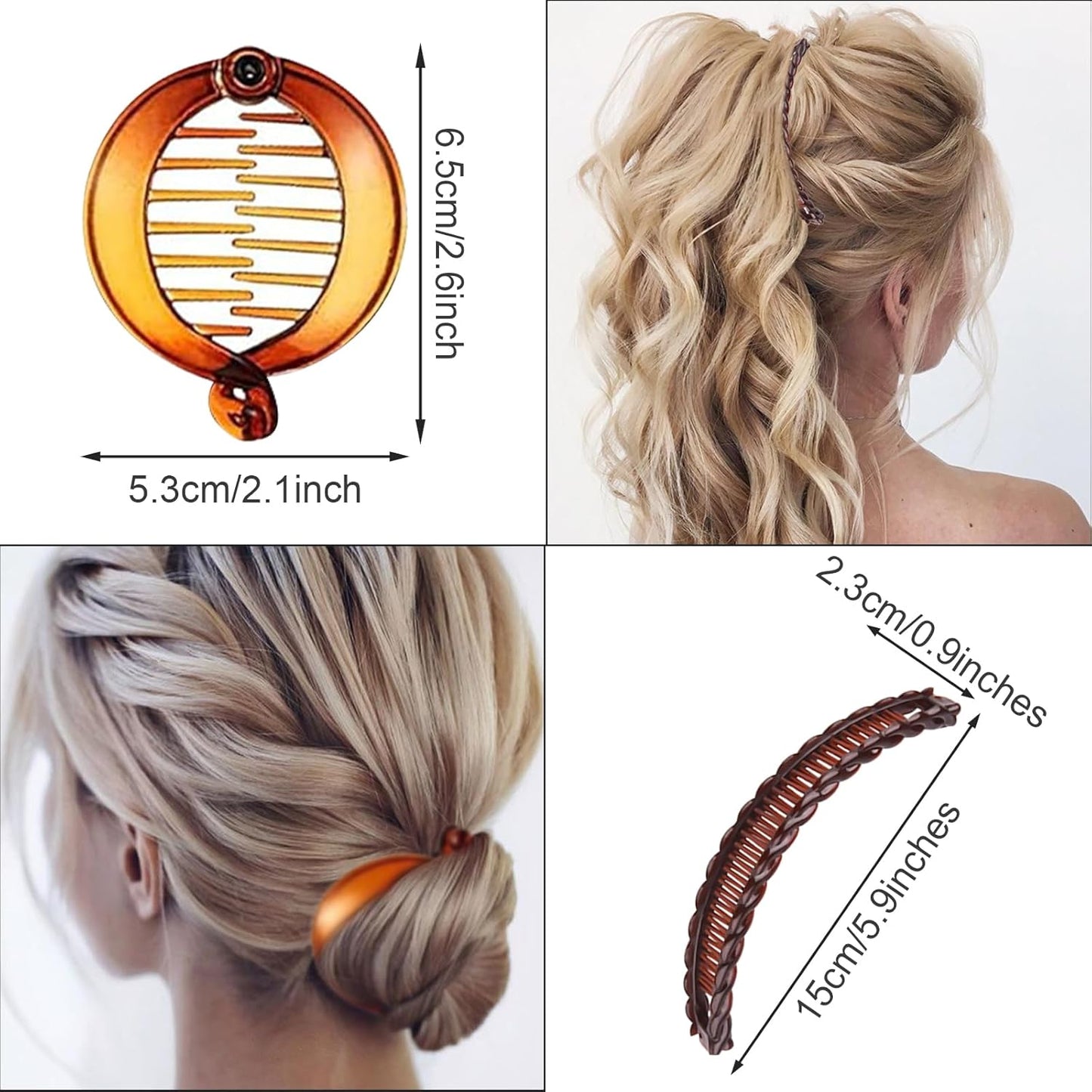 Banana Hair Clips Set - 18 Classic French Fishtail Plastic Ponytail Accessories for Women | 9 Unique Styles