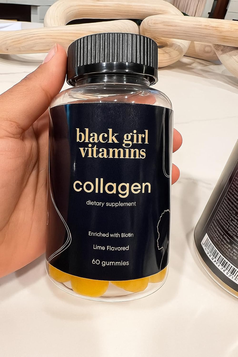 Collagen Gummies for Hair, Skin & Nail Support - Black Girl Vitamins, Gluten-Free, Lime Flavor, 60 Count