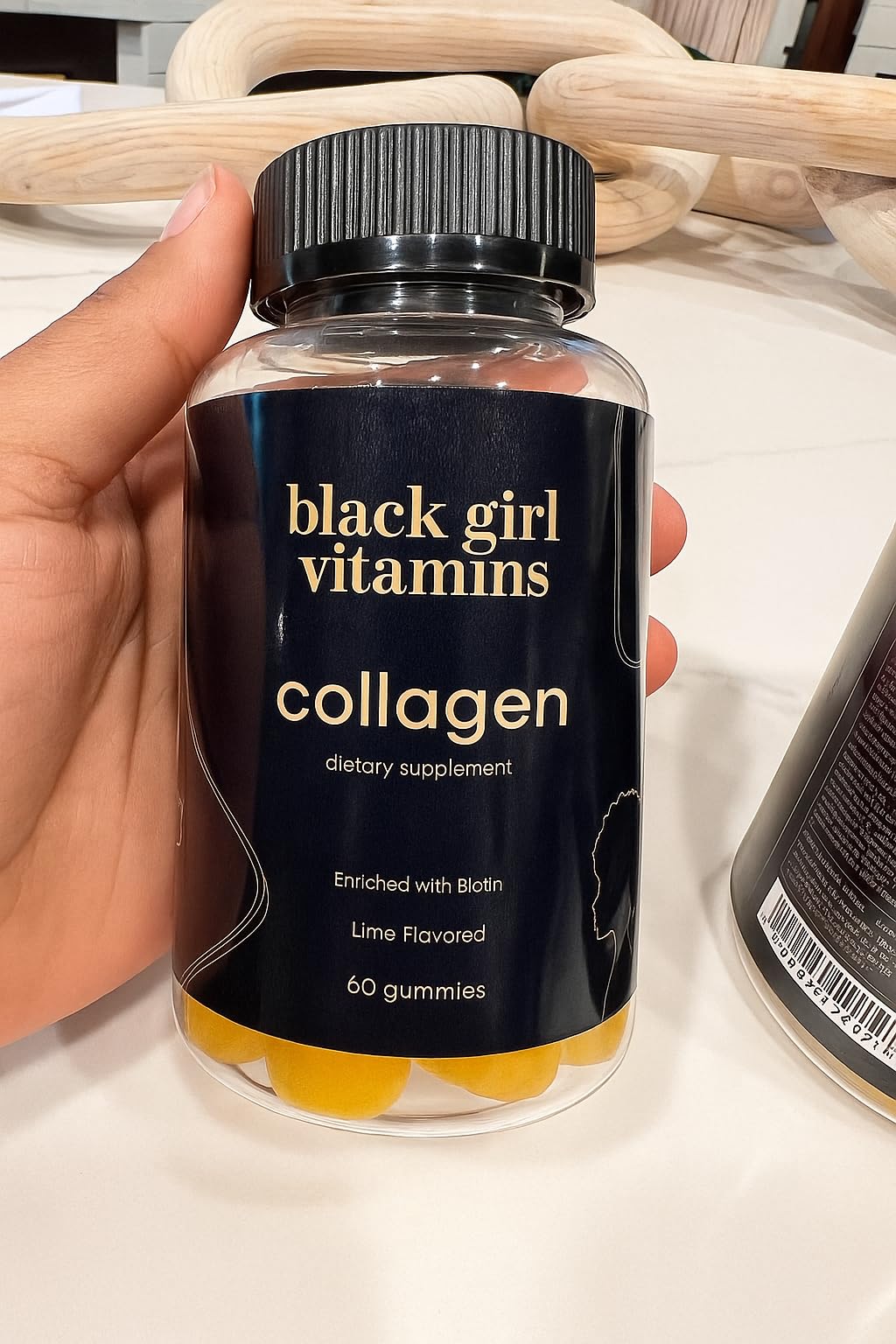 Black Girl Vitamins - Collagen Gummies for Hair, Skin, and Nail Support, with Vitamin C, Vitamin E, and Biotin, Gluten-Free, (Lime), 60ct
