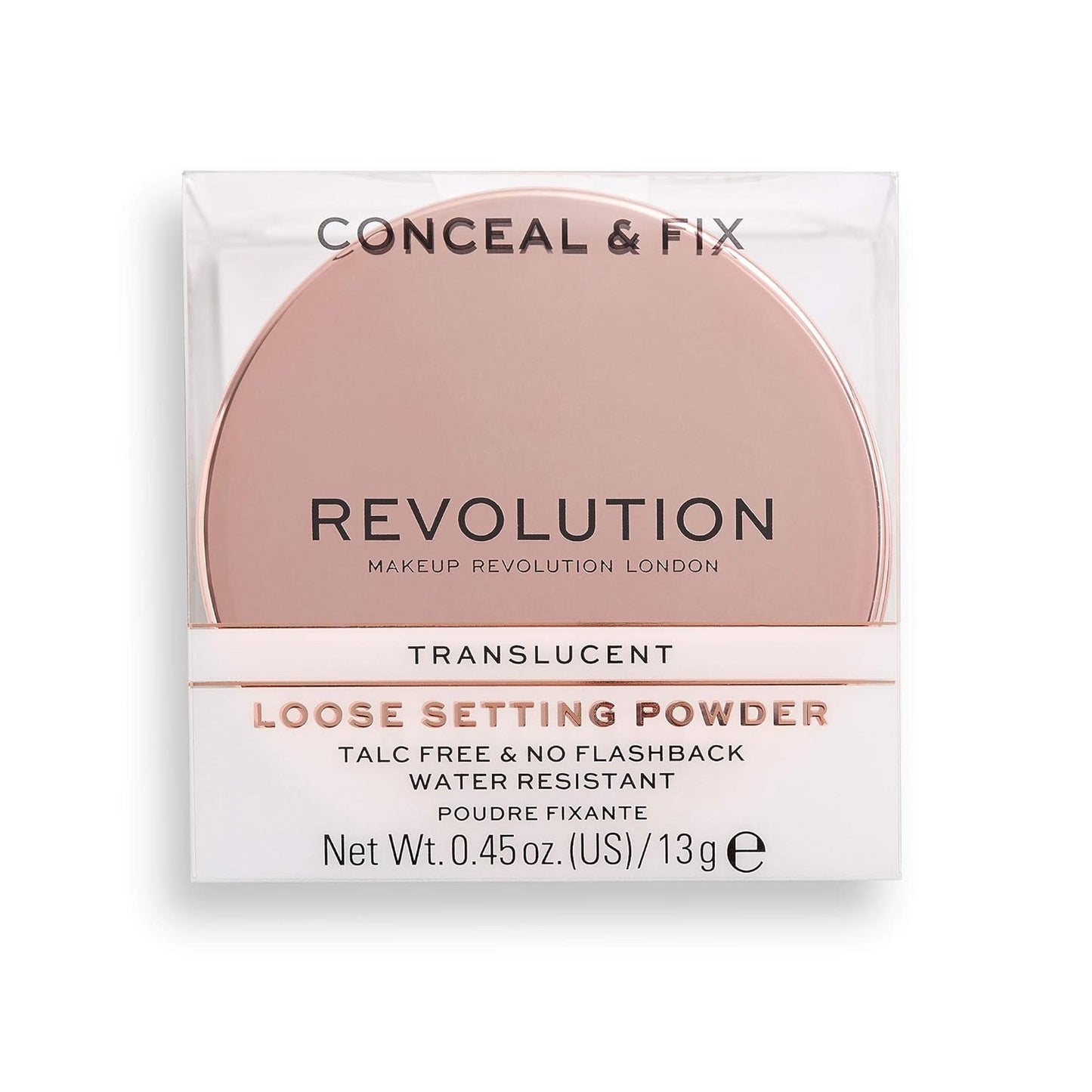 Makeup Revolution Conceal & Fix Setting Powder - Waterproof Translucent Formula | Long-Lasting Hold, 0.45oz/13g