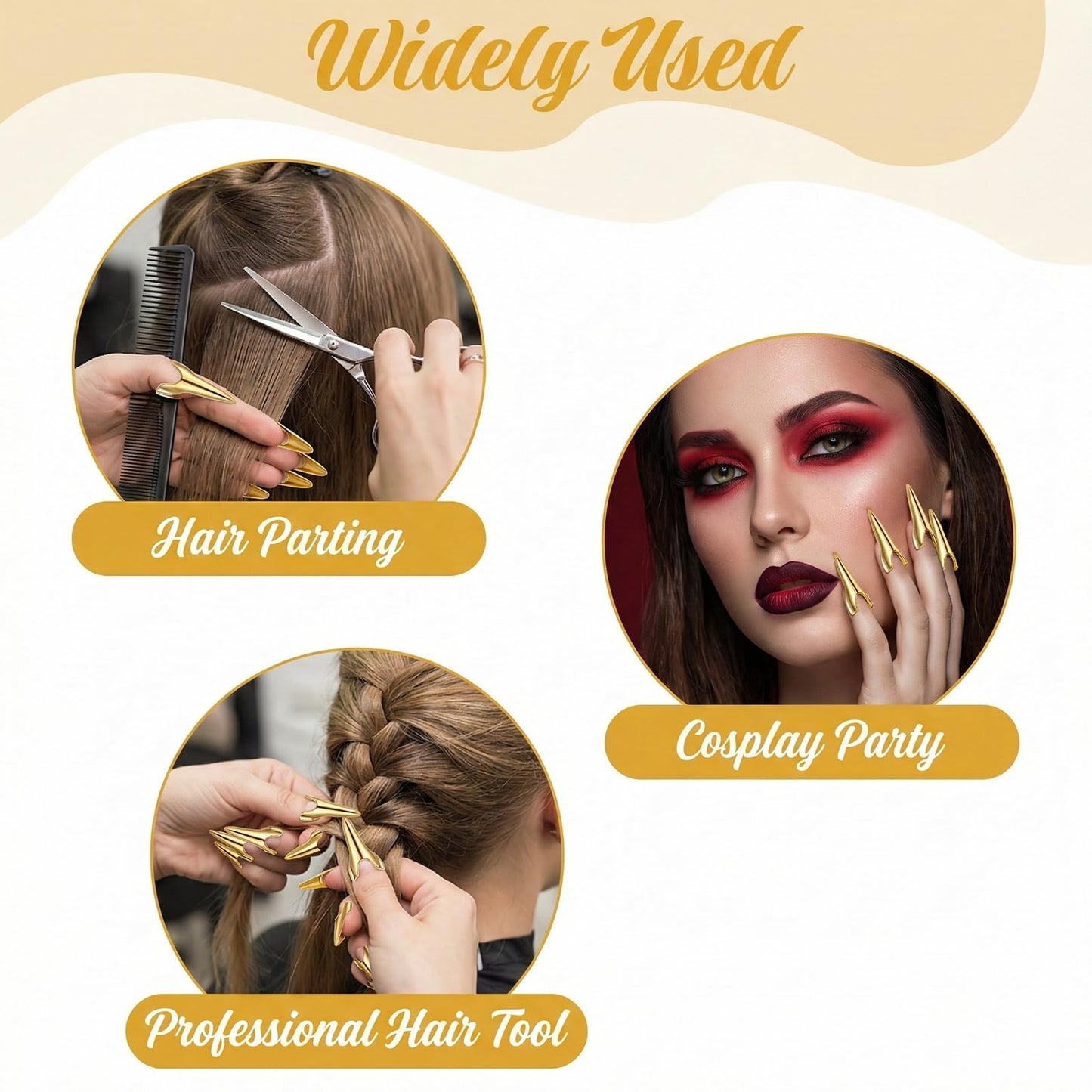 Hadnves 12 PCS Braiding Aid Hair Parting Ring Metal Finger Hair Quick Parting Selecting Sectioning Tool for Women Hairs stitch Braiding Curling Extension Halloween Cosplay Salon Holiday Party Use