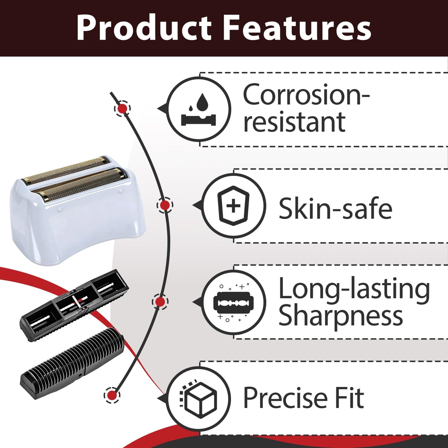 4 Sets Shaver Replacement Foil and Blades Compatible with Andis TS-1 TS-2 17150 17200 17235 17155 ProFoil Lithium Shaver, Stainless Steel Cutter Head