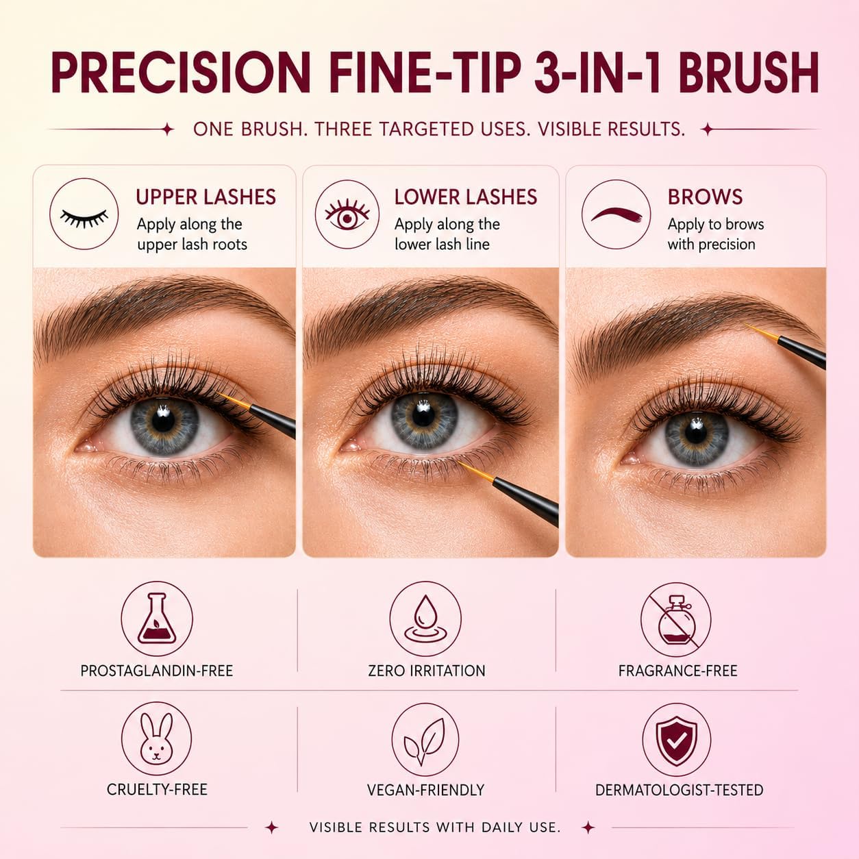 Lash Serum for Eyelash Growth: Premium Eyelash Growth Serum with Advanced Formula to Boost Longer Fuller and Thicker Lashes and Eyebrows - Gentle & Vegan for Sensitive Eyes