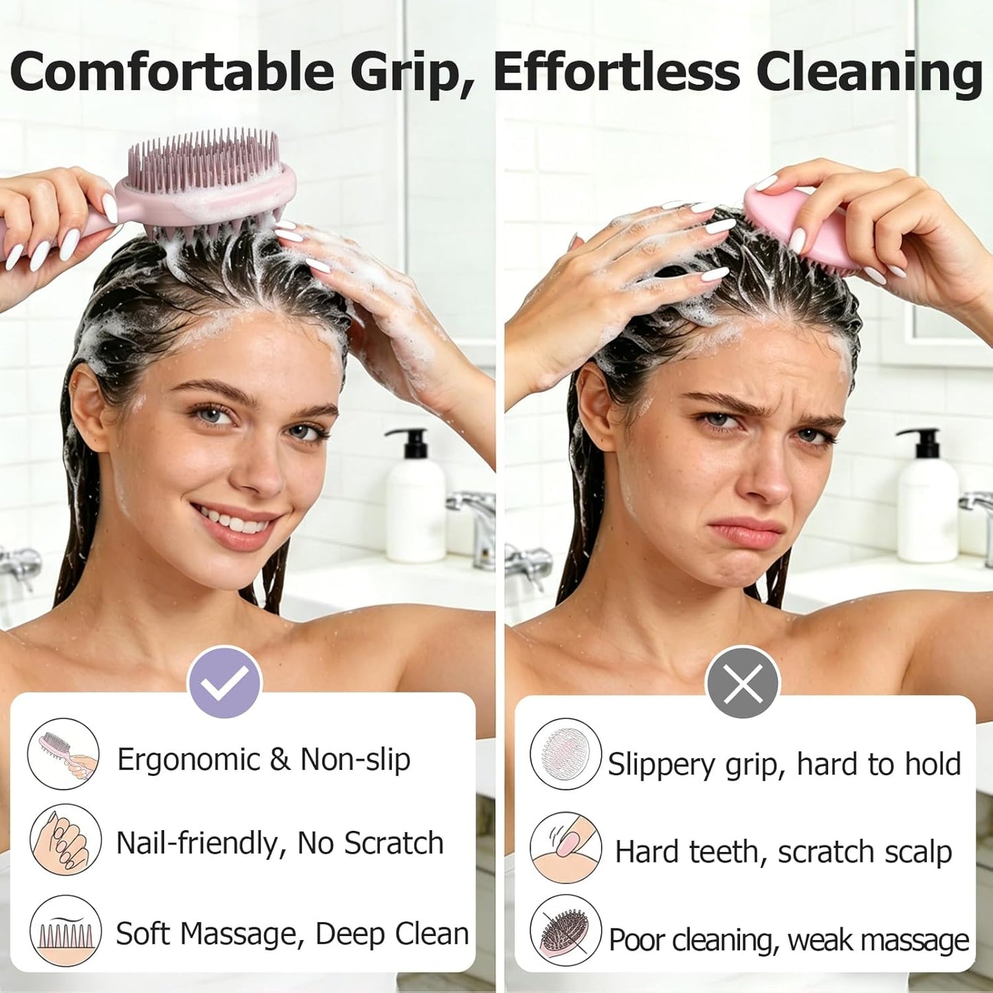 Detangling Hair Brush - 2-in-1 Scalp Scrubber & Massager for Hair Growth | Curly Hair Brush for All Hair Types, Wet & Dry Use