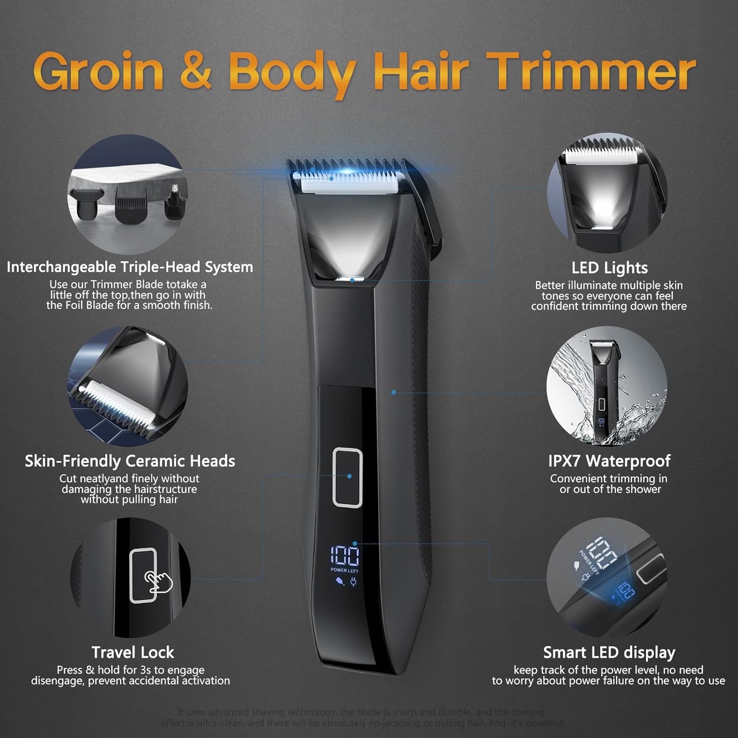Beatslm Beard Trimmer for Men - All-in-One Waterproof Grooming Kit | Rechargeable, LED Display, Travel Case