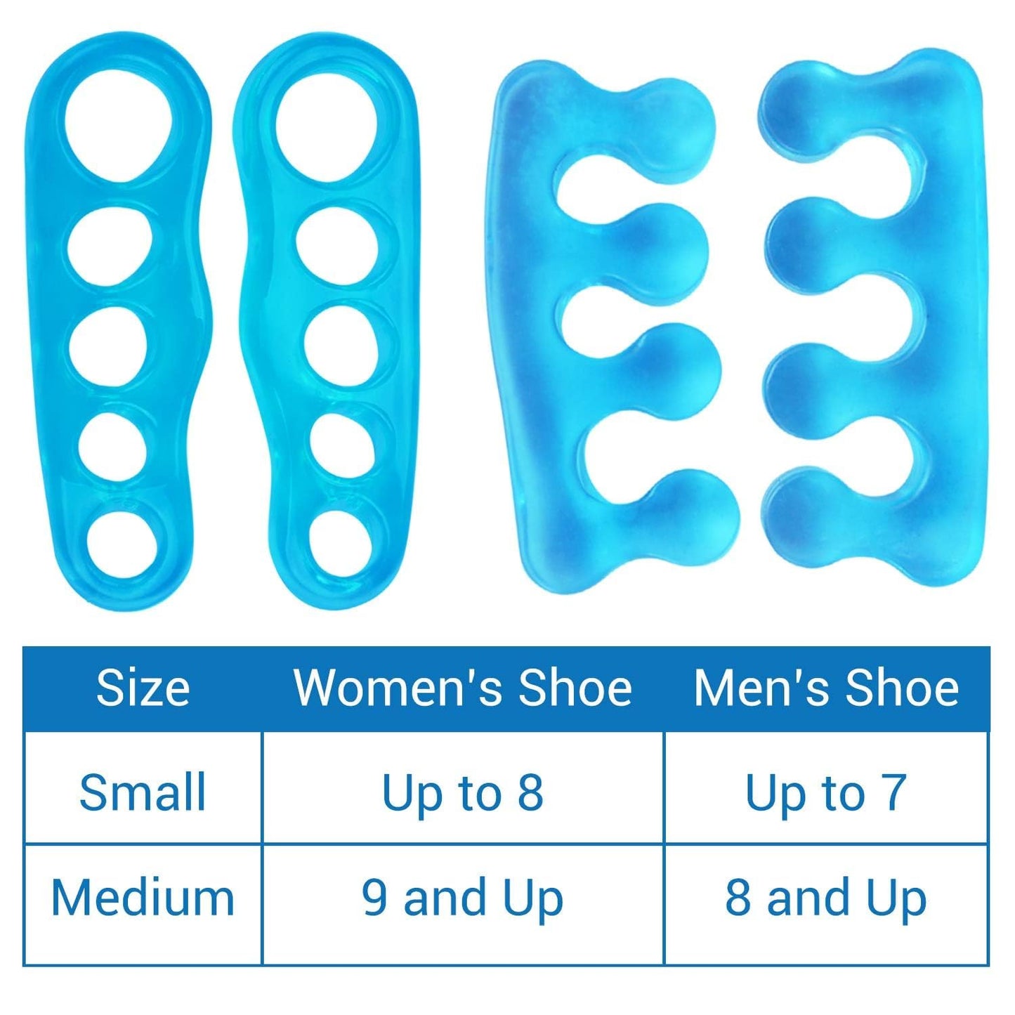 VIVEsole Toe Separators for Men & Women Medium (2 Pairs) - Silicone Gel Spreaders - Therapeutic Spa Stretchers for Plantar Fasciitis, Bunions, Overlapping Hammer Toe Spacers - Metatarsal Yoga Cushion