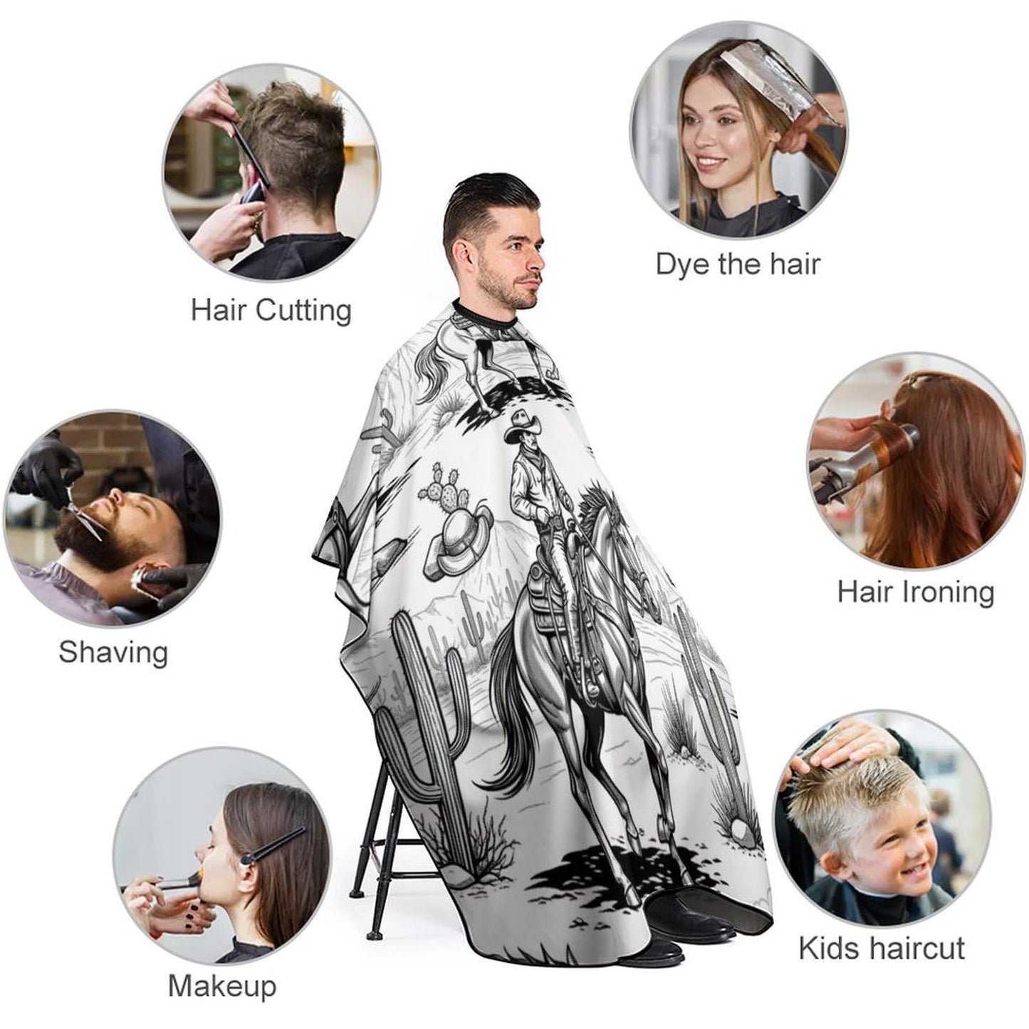 Extra Large Professional Hair Cutting Cape Full Coverage Barber Cape for Salon Home Use Western Horse