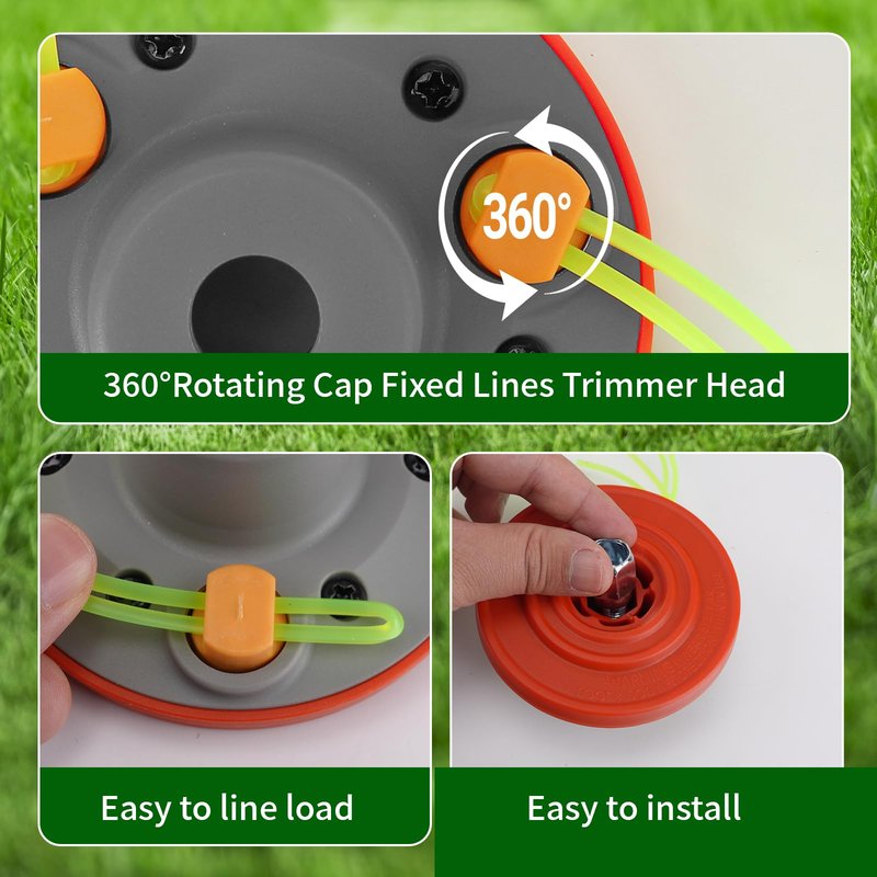 Quintillus Weed Eater Head, Universal Weed Wacker Head String Trimmer Head Replacement for Ego, Ryobi,Echo,Weed Warrior with 12pc .095" Triangle Trimmer Line