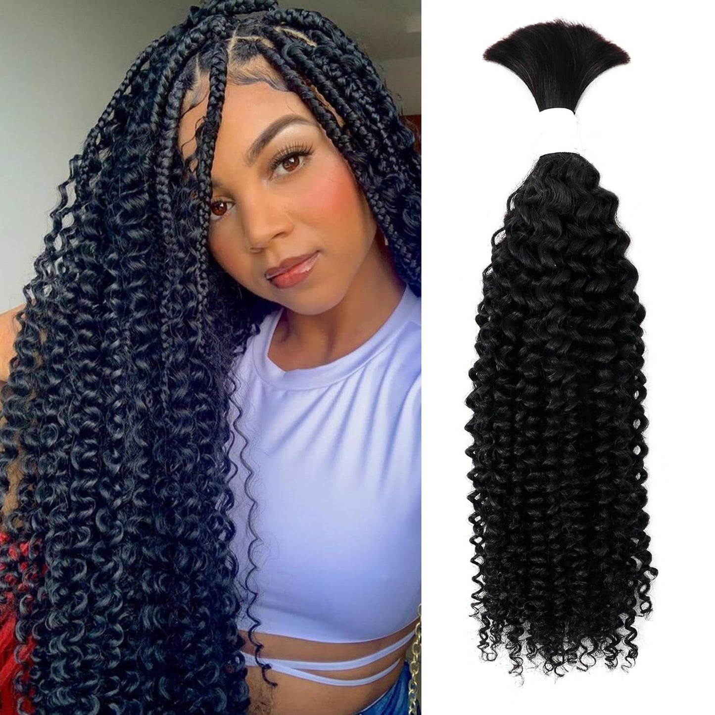 Body Wave Curly 4/27 Human Braiding Hair - 100g One Bundle for Boho Braids | 18 Inch