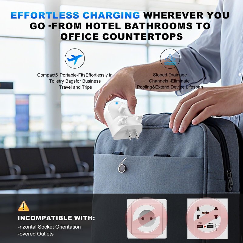 Charger for Oral-B Electric Toothbrush, Compatible with Oral-B io4/io5/io6, Genius 8000/9000, Pro 1000/2000/3000/5000, 3709/3728/3756 | Direct Plug-in Waterproof Outlet Charger Base Hygienic White