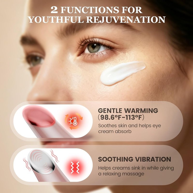 Eye Lift Wand - Heated Eye Massager for Dark Circles & Puffiness | Champagne Gold