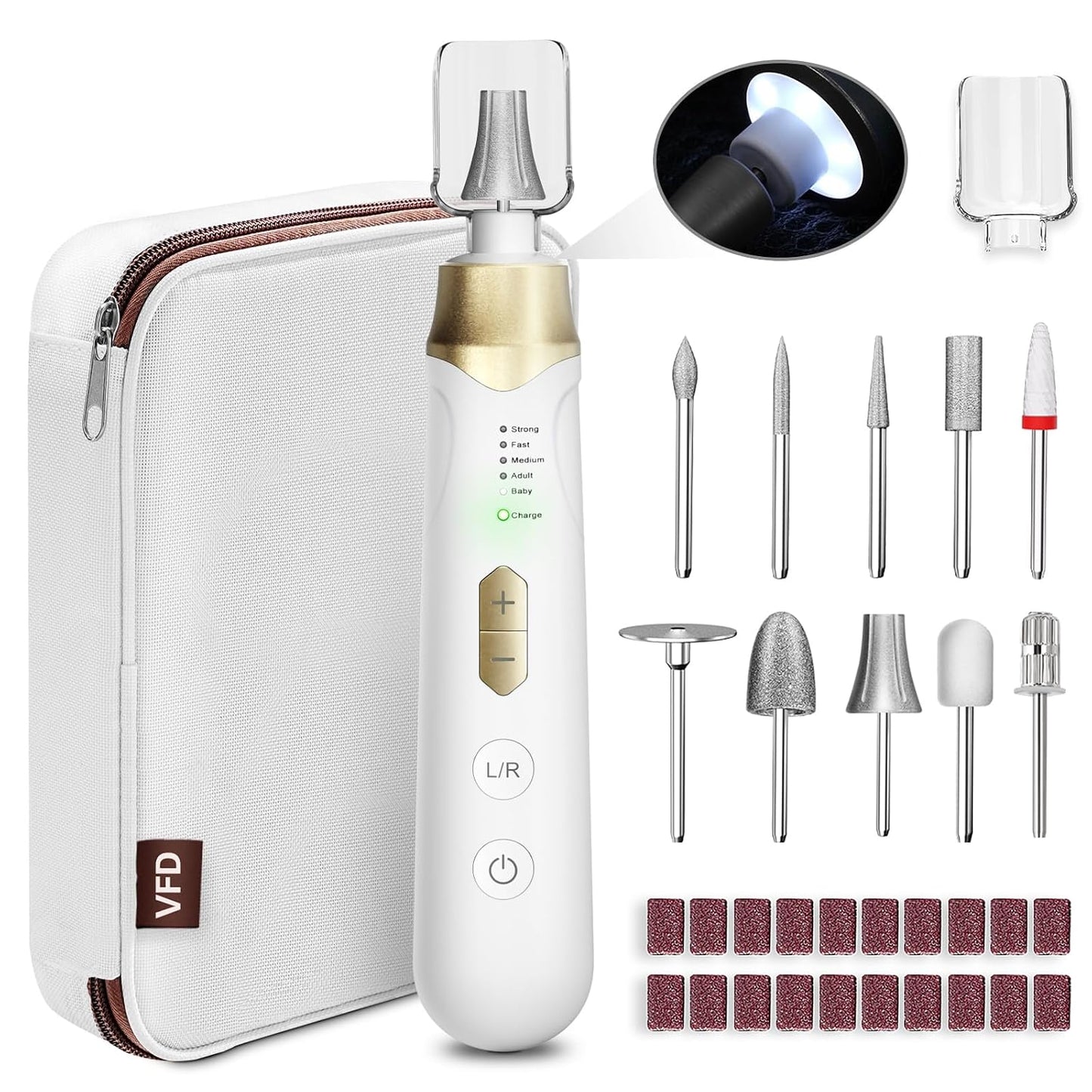 Electric Nail File Drill - Cordless 2000mAh Rechargeable Portable Nail Machine for Acrylic Manicure & Thick Toenails | Pink