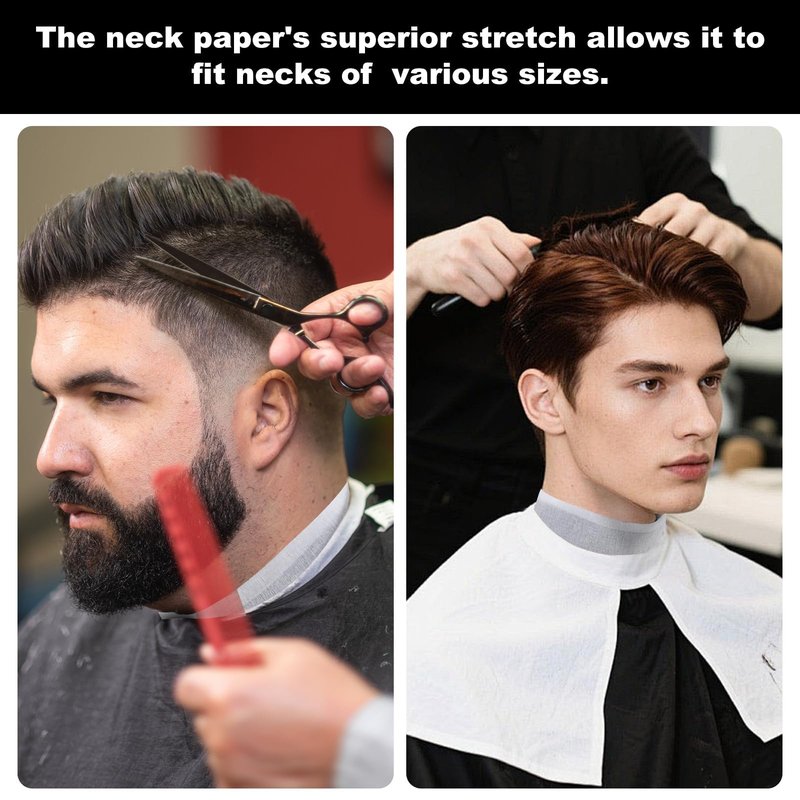 woonfond Disposable Barber Paper Neck Strips, Soft Stretchy Self-Adhesive Neck Strips for Hair Cutting, Barber Shop & Salon Supplies (12)