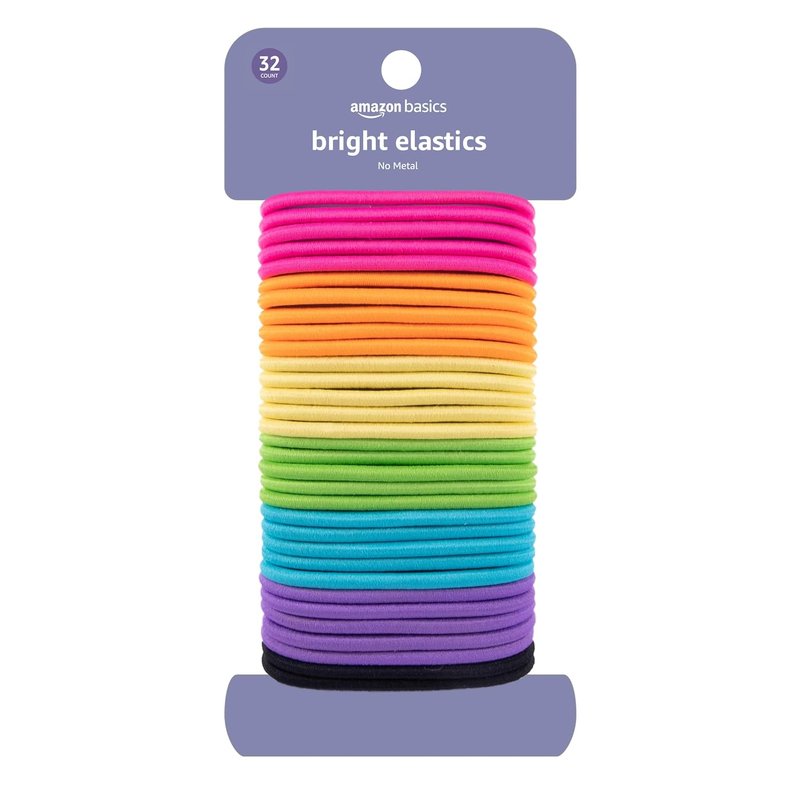 No Damage Elastic Hair Ties - Secure Hold Ponytail Holders for Thick Hair | Snag-Free 4 MM Elastics, 32 Count