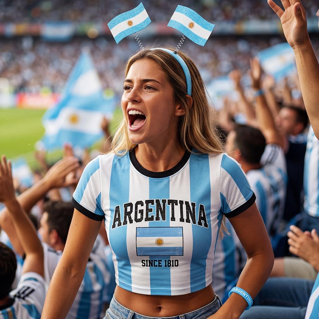 CAKURE Argentina Headband Soccer Fan Headbands Silicone Bracelet for Sports Events (Argentina Fan Set)