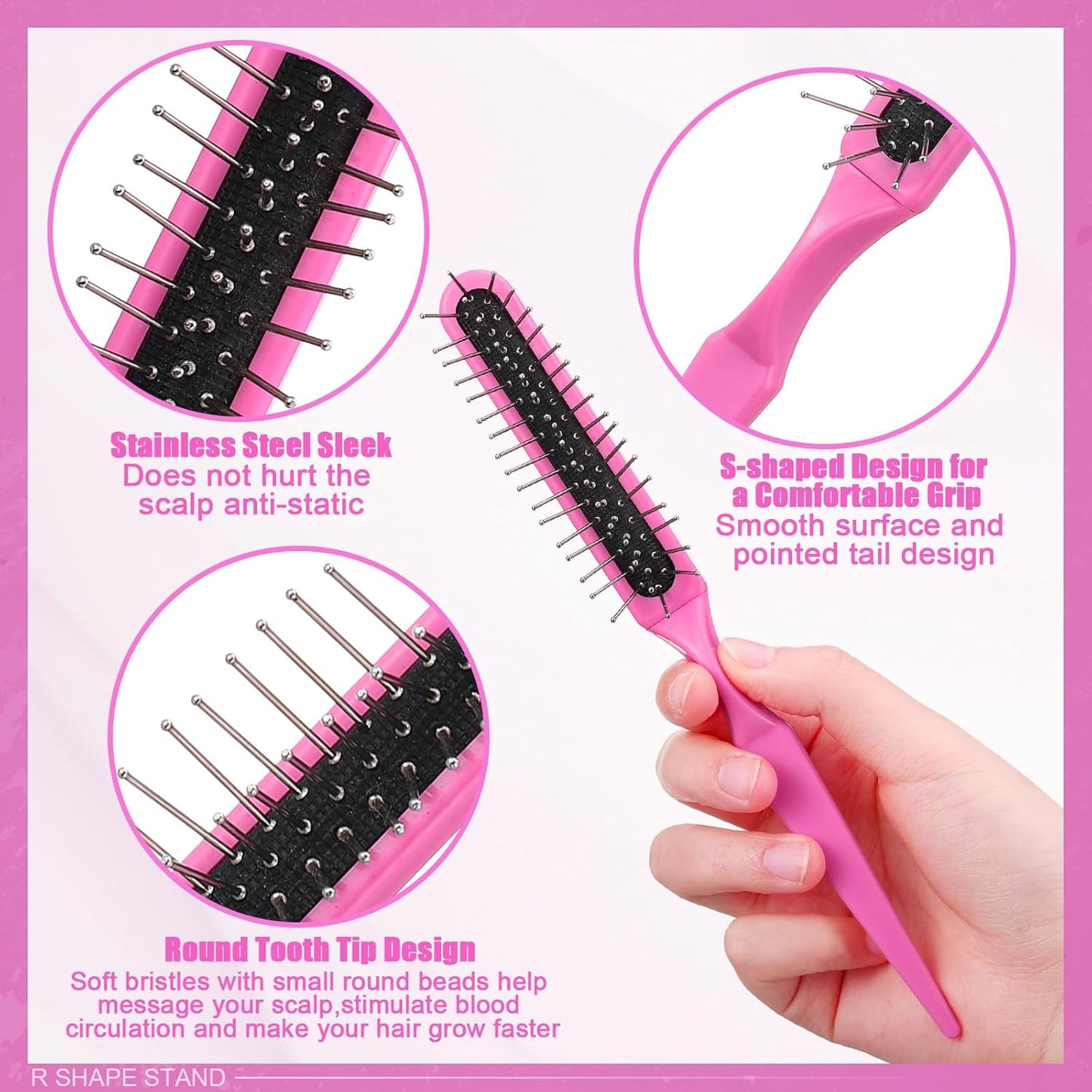 Pink Wig Head Stand Set - 2 Pack with 3 Wig Brushes | Travel Holder for Women’s Wigs
