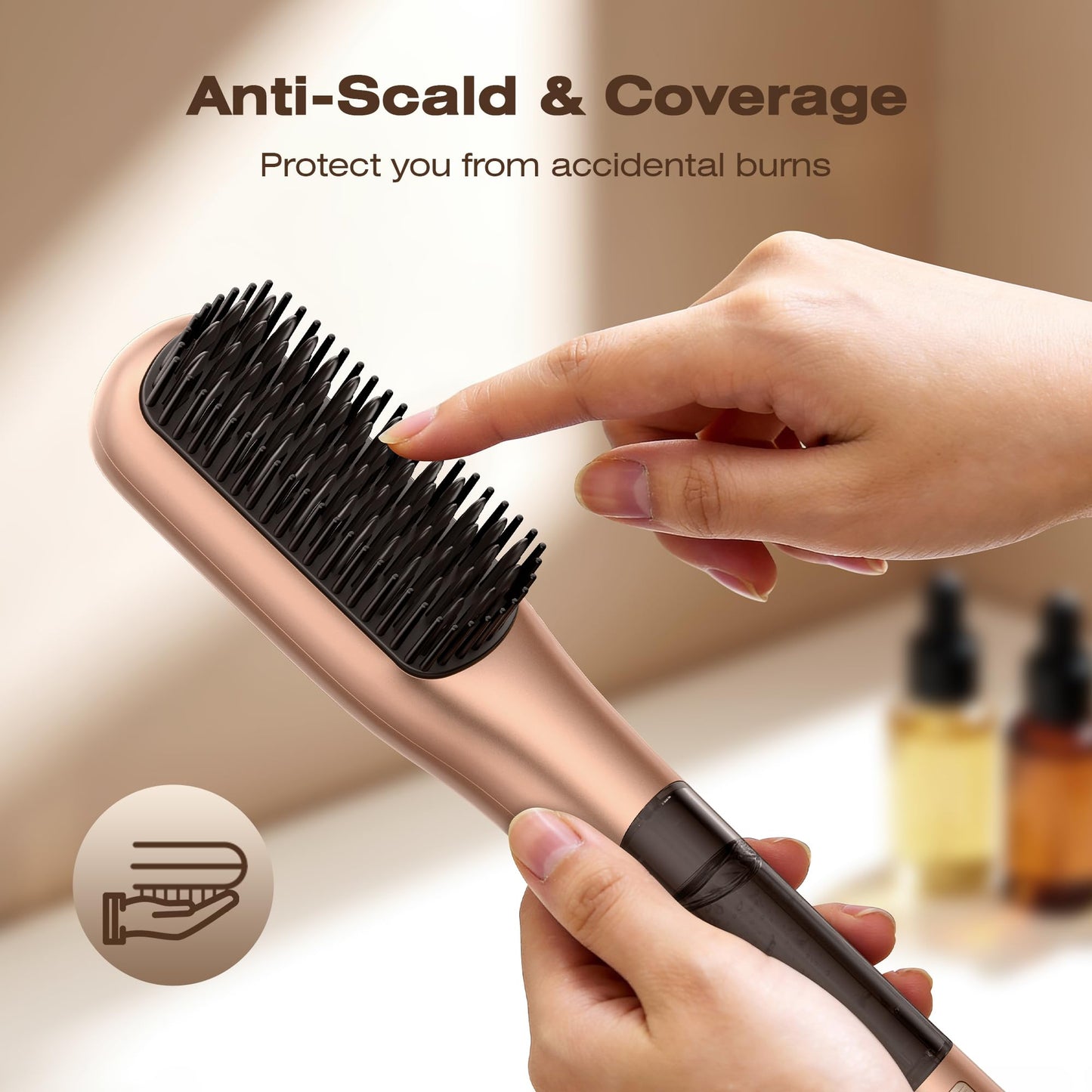 Steam Hair Straightener Brush, Steamline Pro 3 in 1 Straightening Brush, Curly & Frizzy Hair,Smooth Without Flattening, 5 Temp Settings & LED Display, Dual Voltage, Professional Tools, Orange