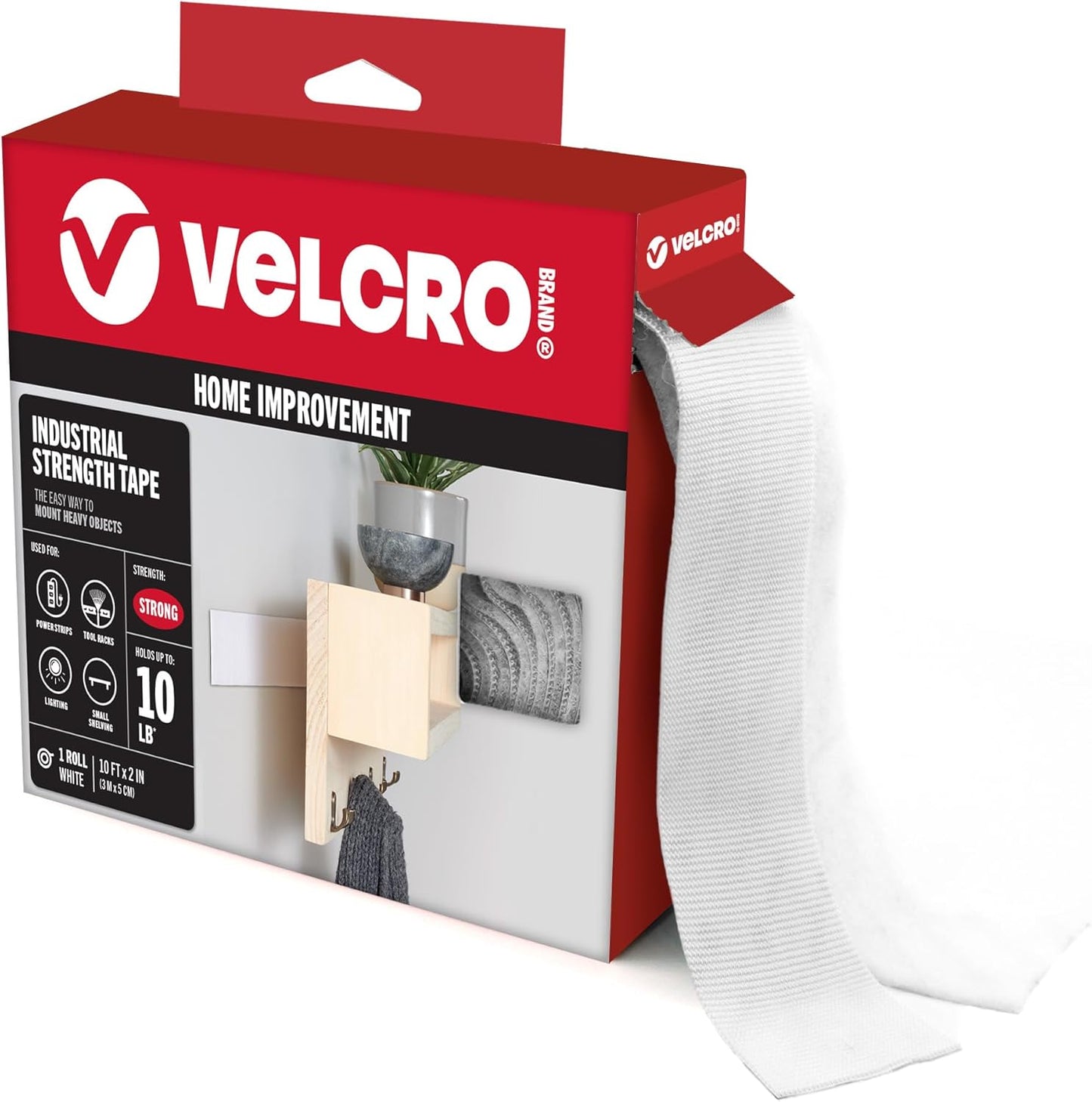 Heavy Duty Velcro Fasteners - 4x2 Inch Adhesive Strips | 10 lbs Hold | Black | 8 Count