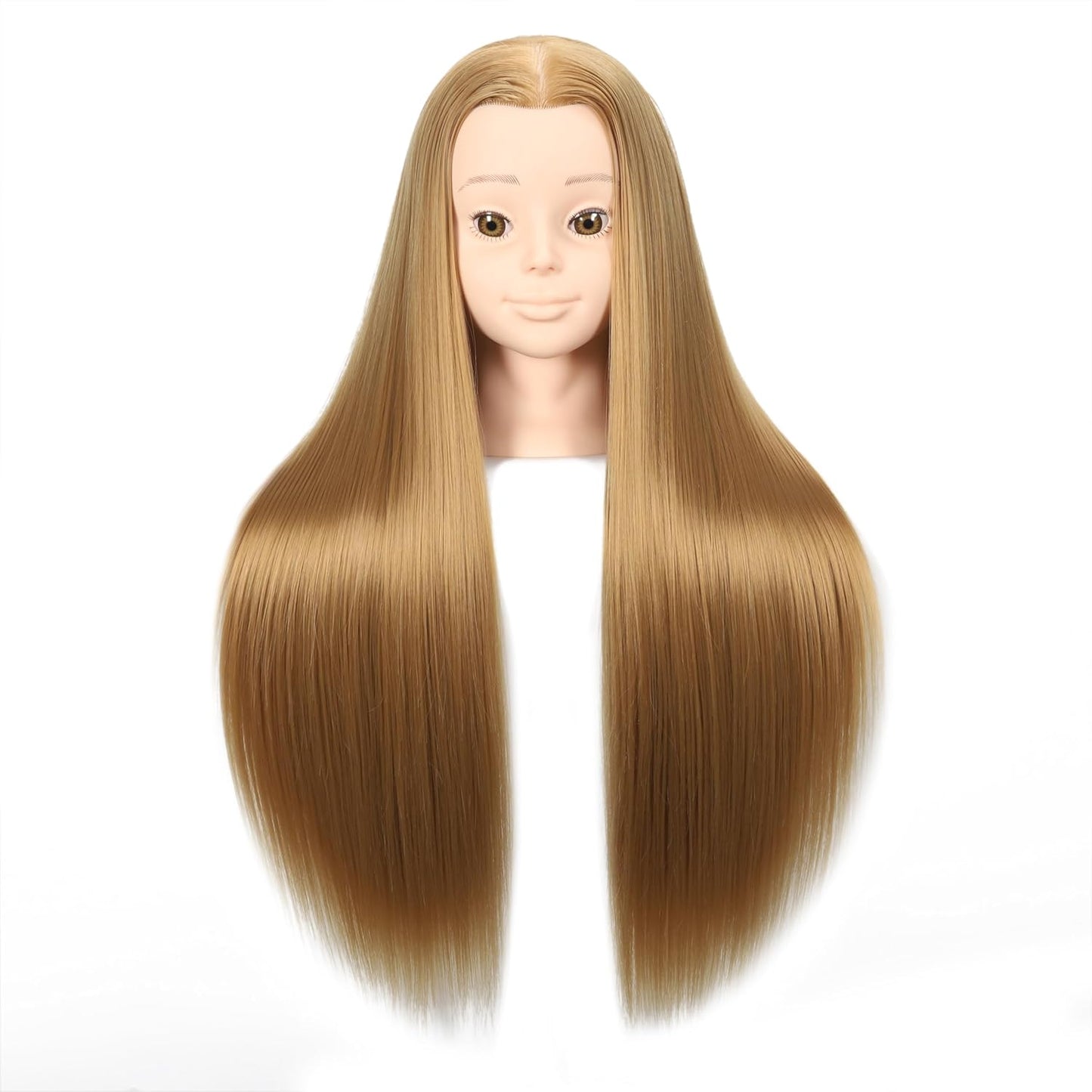Headdoll 26"-28" Hair Styling Mannequin Head - Cosmetology Training Doll with Long Fiber Hair | Free Table Stand Included