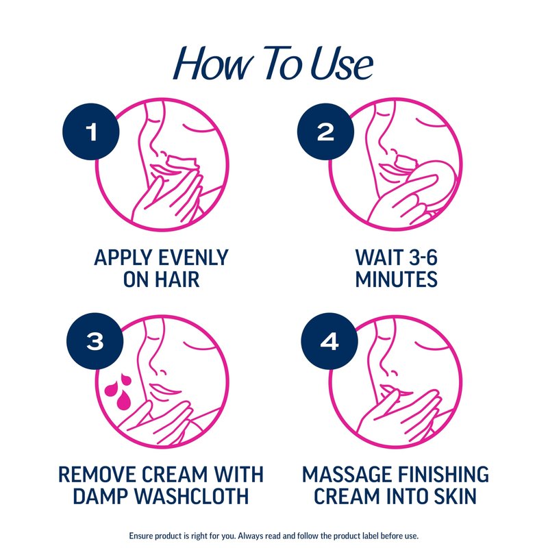 Veet 3 Minute Facial Hair Removal Cream for Women, Depilatory Cream with Organic Aloe Vera, 2 Piece Women's Facial Hair Remover Kit, 1.7 Fl Oz Remover + 1.7 Fl Oz Finishing