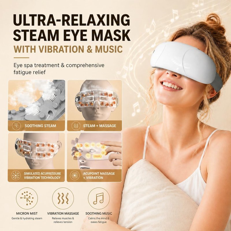 Steam Eye Therapy Pro - Bionic Massage Eye Mask for Dry Eyes | Smart Nano Mist, Heat & Vibration, 4 Adjustable Modes