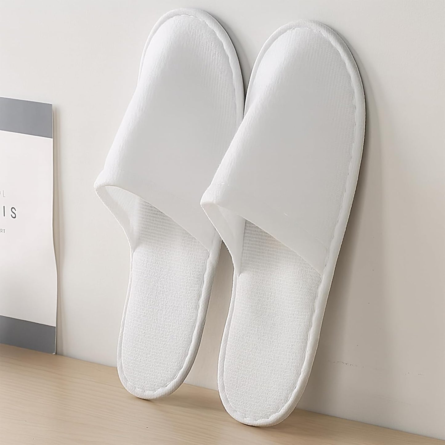 Disposable Spa Slippers - Soft Fleece, Individually Wrapped | 24 Pairs for Hotels, Travel & Home Use - White