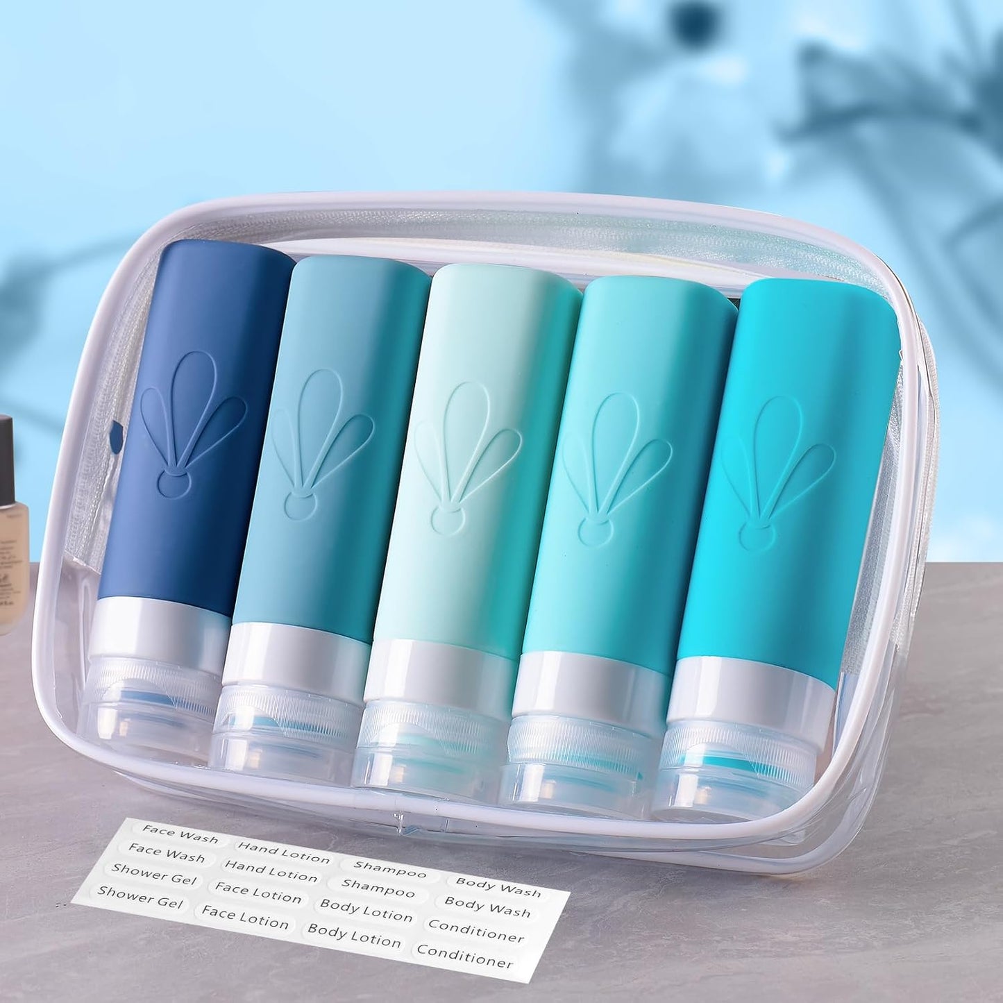 Travel Bottles for Toiletries - TSA Approved 3oz Silicone Squeezable Tubes | BPA Free Leak Proof Travel Essentials