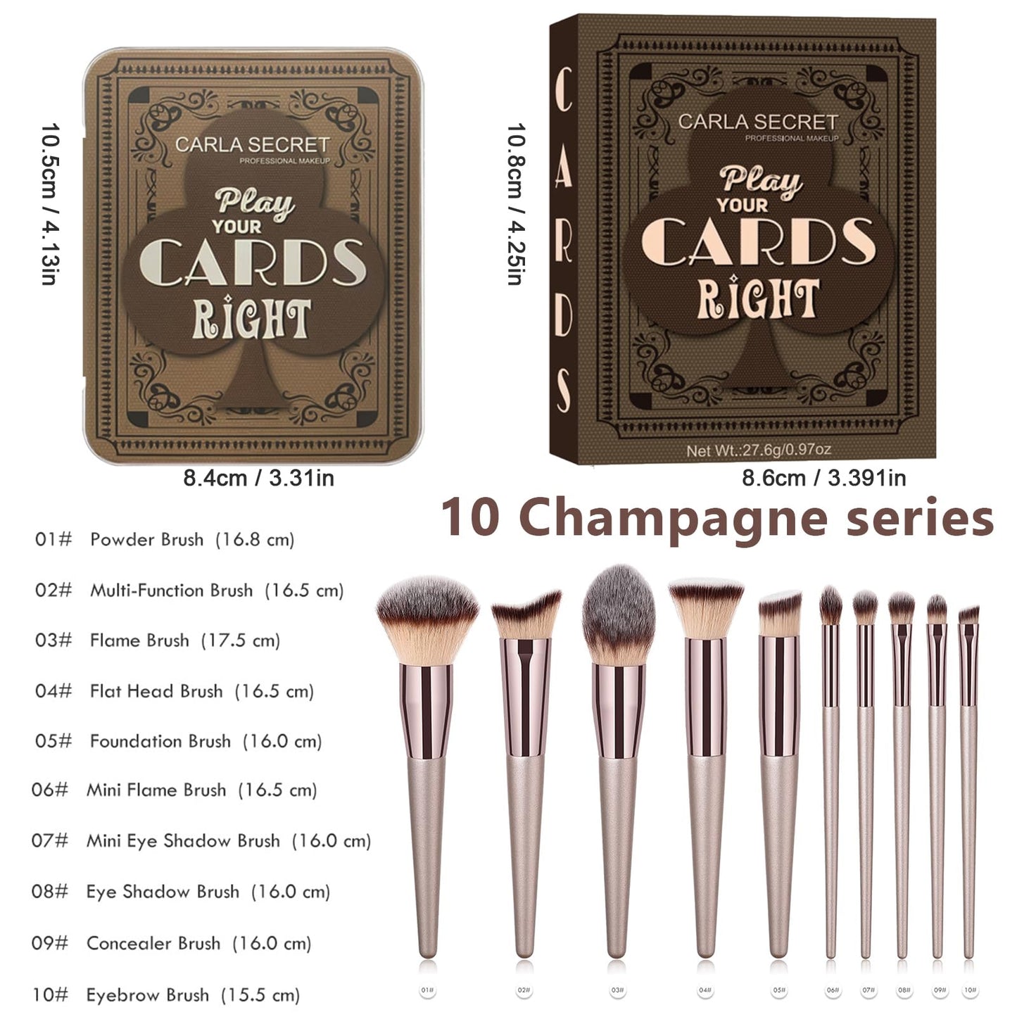 JasCherry 12 Colors Makeup Palette & Brush Set, Professional Eyeshadow, Blush, Highlighter, Contour Kit with 10 Champagne Gold Brushes, Cruelty-Free, Vegan, Travel-Friendly, for Beginners Pros