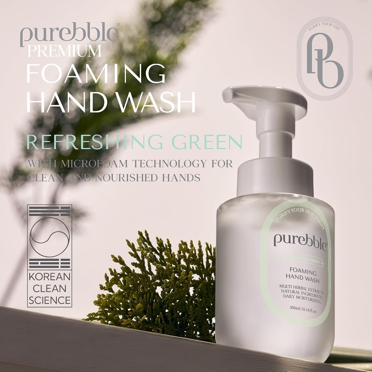 Refreshing Green Foaming Hand Wash - Hydrating with Hyaluronic Acid | Earthy Scent | 10.14 fl oz