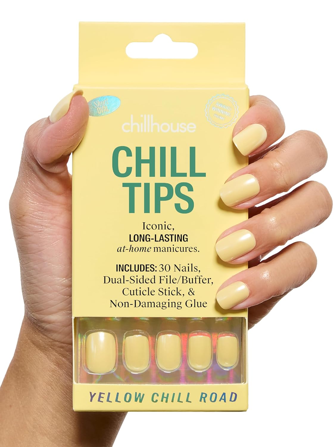 Chillhouse Press-On Nails Kit | Chill Tips - Almond Shape, 30 Customizable Sizes for Up to 2 Weeks Wear