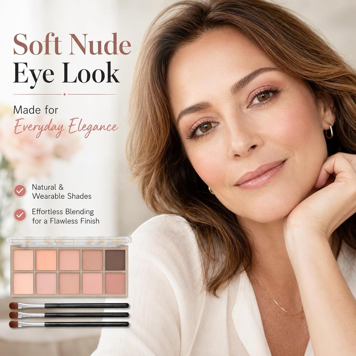 Eyeshadow Palette - 10 Color Blendable High Pigment Shades | Long-Lasting Matte for Smokey Looks
