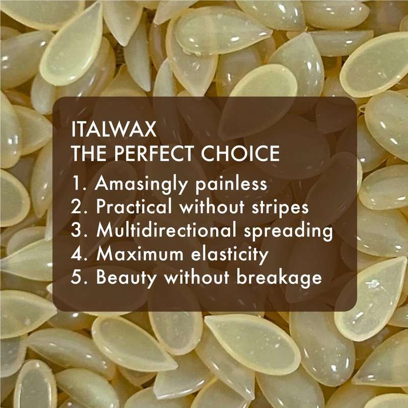 Italwax Classic Line Natural Hard Wax Beads 1.1 lb (500 g) – Transparent Medium Setting Stripless Wax for Normal Skin & Large Areas – Made in Italy