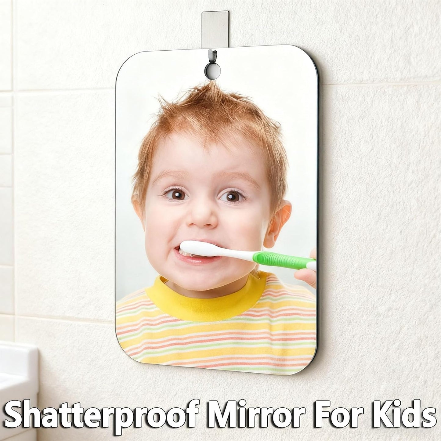 Shatterproof Fogless Shower Mirror - Large Anti-Fog Shaving Mirror | 11x8 in Waterproof Wall-Mounted Accessory