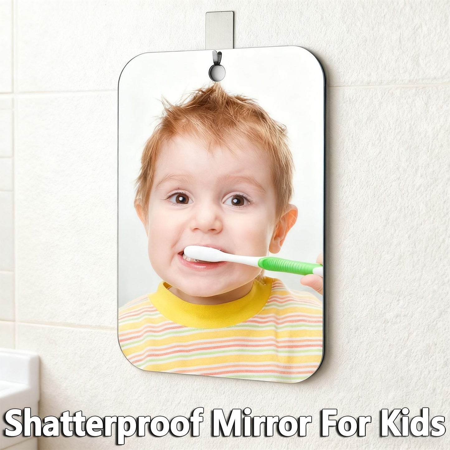 Thicken Shower Mirror Fogless for Shaving,(Large,1 Pcs 11x8 in) Anti Fog Shaving Mirror No Fog Free Holder NO-Drilling Waterproof, Small Wall Mounted Bathroom Accessories Camping Hanging Men
