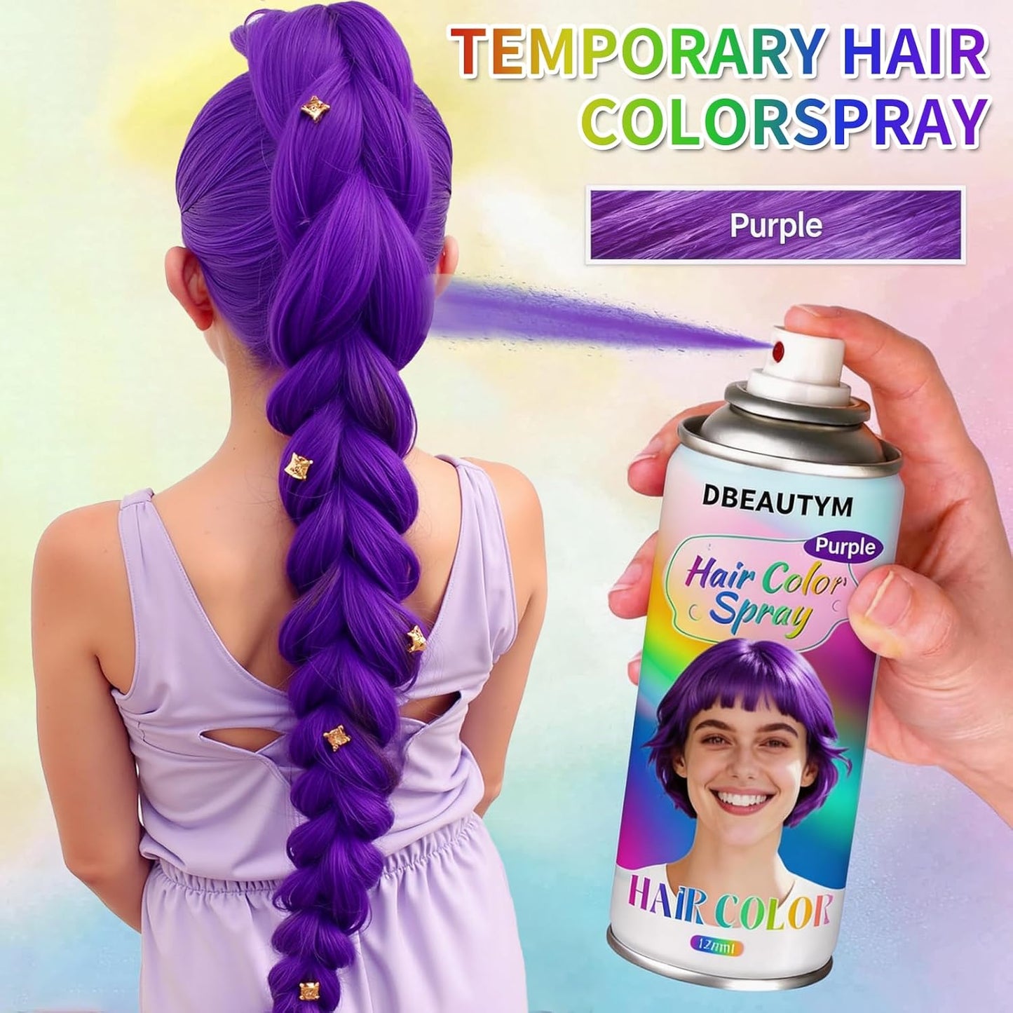 Temporary Hair Color Spray - Washable & Quick Drying for Kids, Women, Men | 4 Colors Available (Red, Blue, Purple, Green)