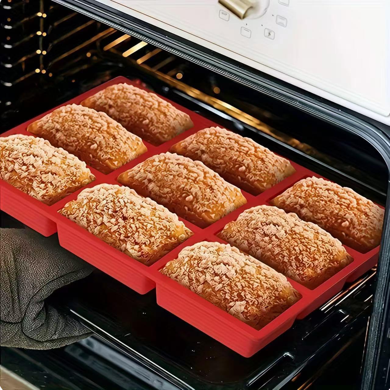 Mini Loaf Pans Silicone - 8-Cavity Nonstick Bakeware for Cornbread, Brownies & Cheesecake | Oven Safe, Red