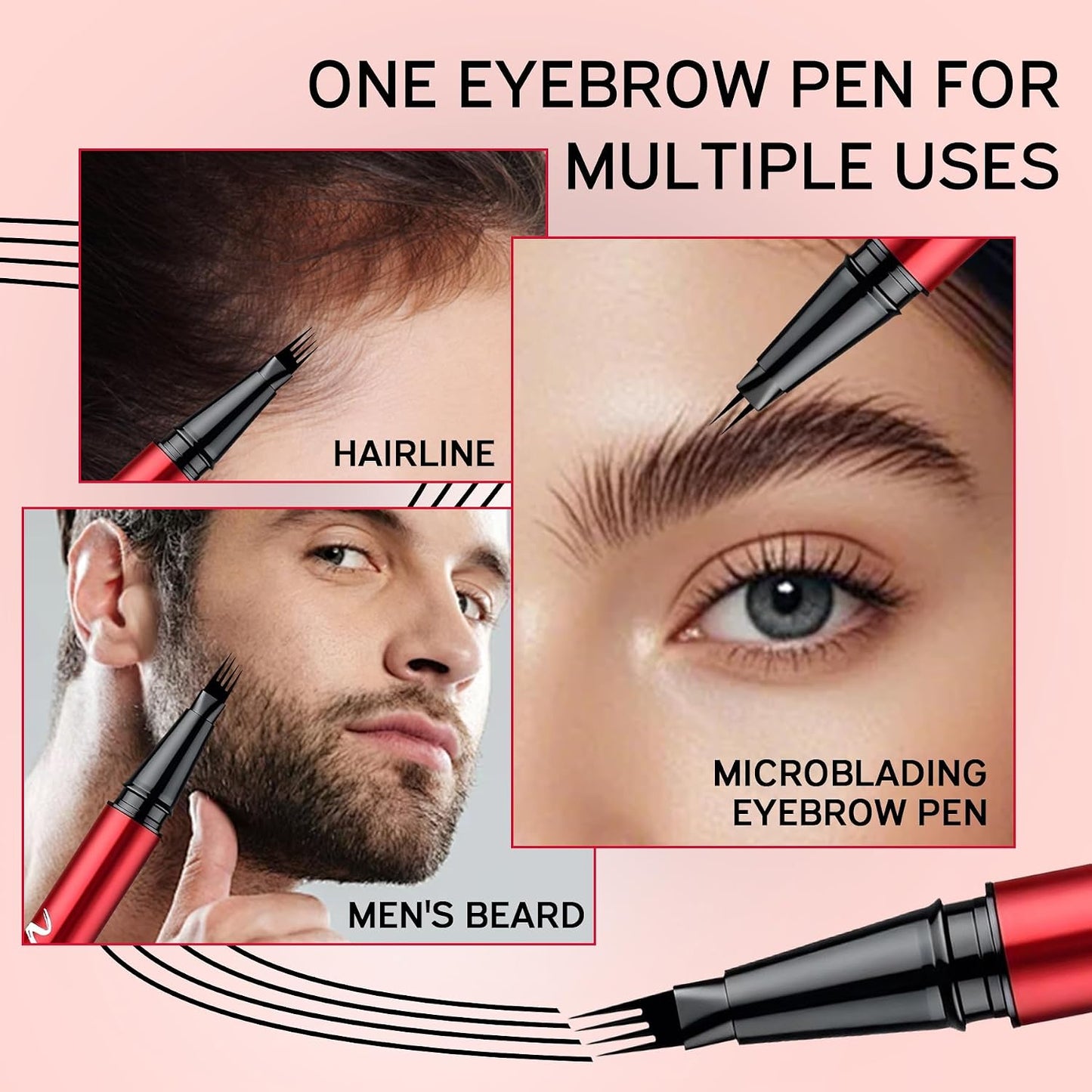 Eyebrow Pen Set - Waterproof Microblading Pencils for All Brow Types | 2 Pack, Dark Brown