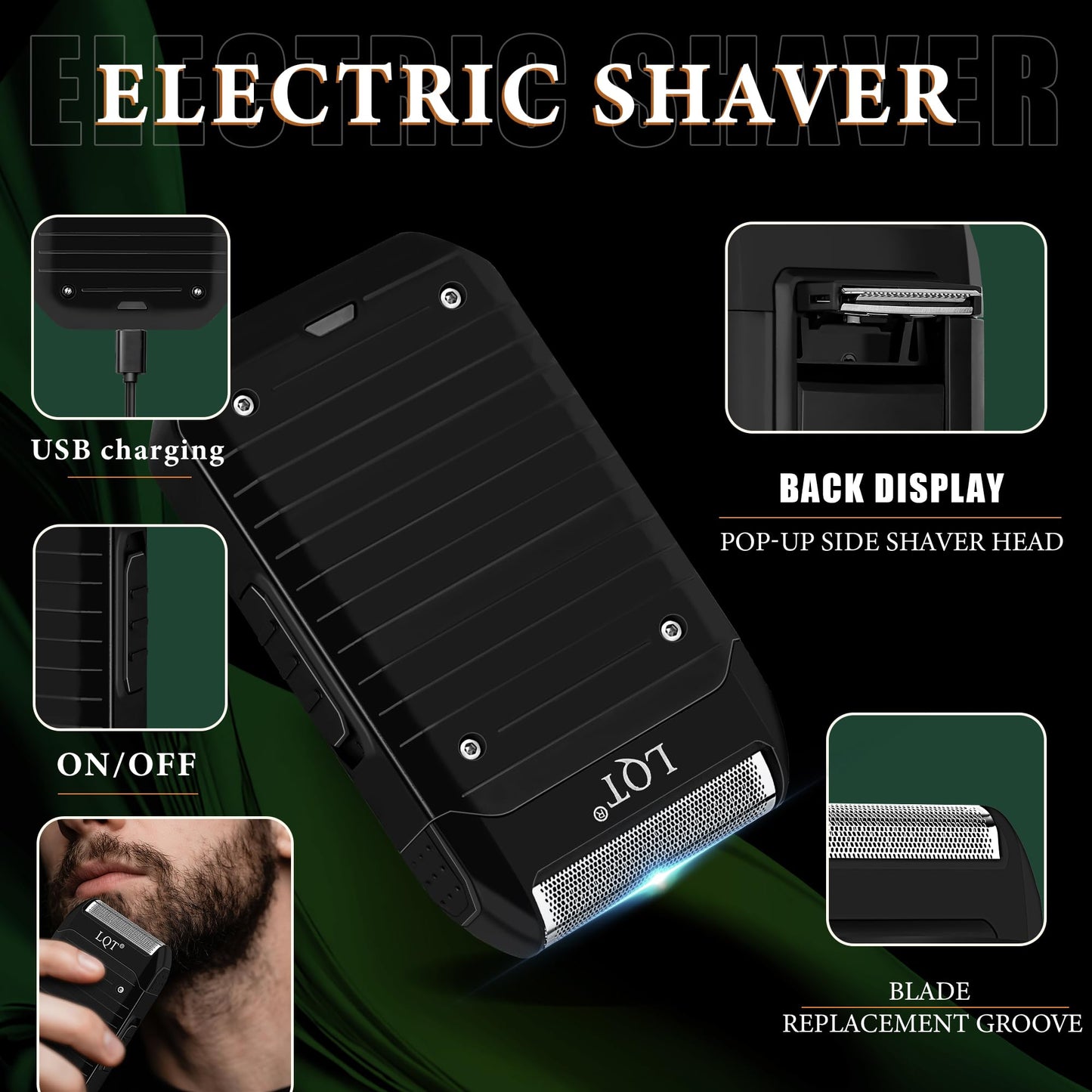 LQT Professional Barber Kit for Men,Cordless Hair Clipper, Beard Trimmer, Foil Shaver,Nose Hair Trimmer Set, Transparent Design, LED Display,Home Grooming Tools,Gifts for Men, Father's Day & Holidays