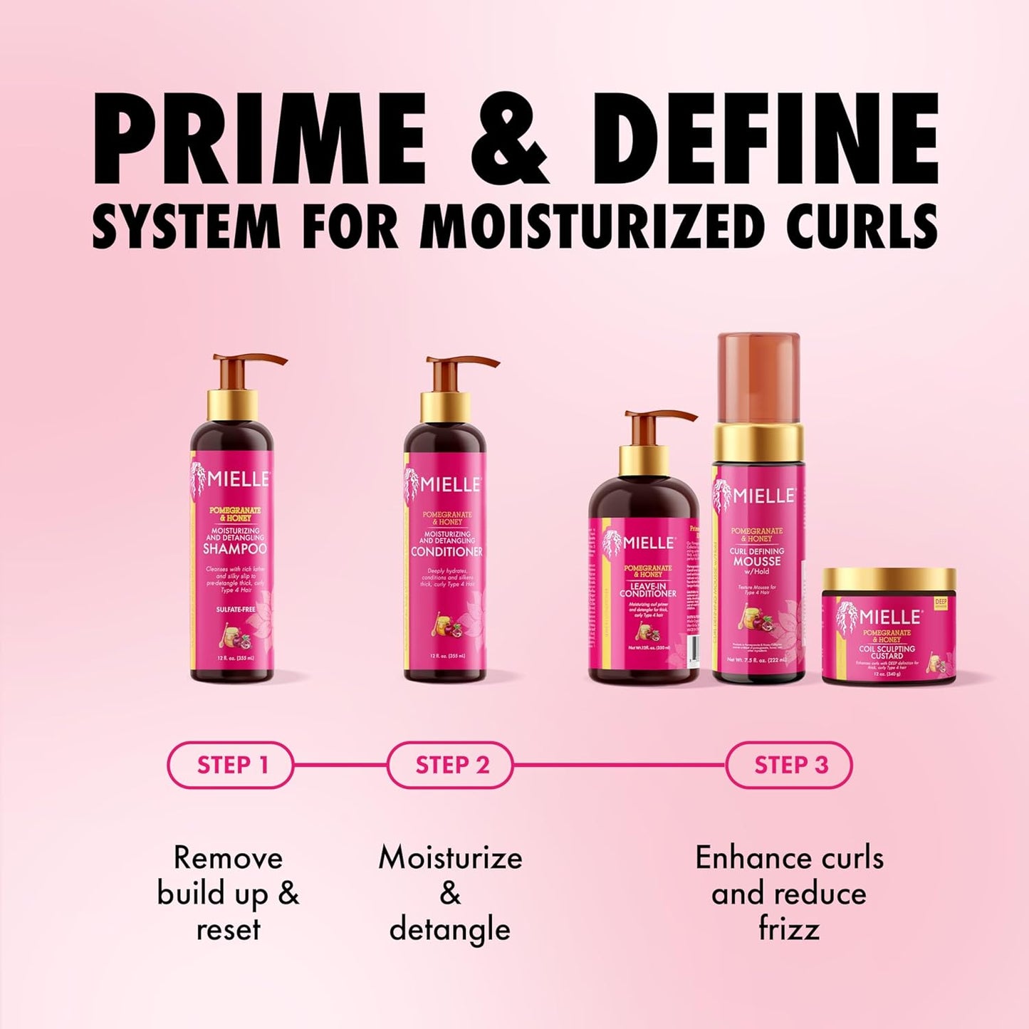 Mielle Organics Pomegranate & Honey Shampoo - Moisturizing Curly Hair Cleanser with Honey & Babassu Oil | 12 Fl Oz