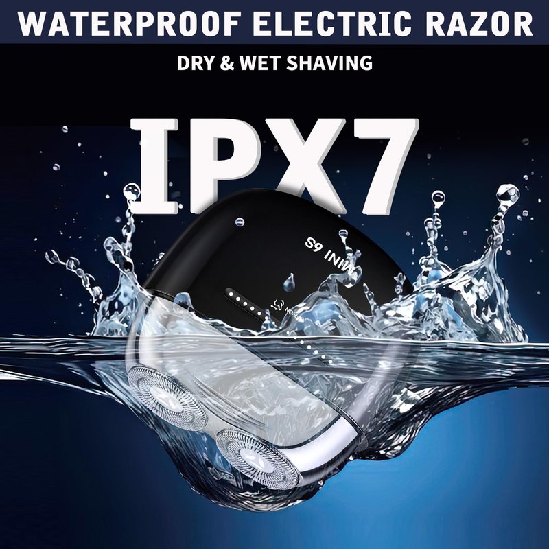 Mini Electric Shavers for Men, Electric Rotary Razor for Men, IPX7 Waterproof Rechargeable Portable Travel Shaver with Slide Touch Form Switch, Cordle