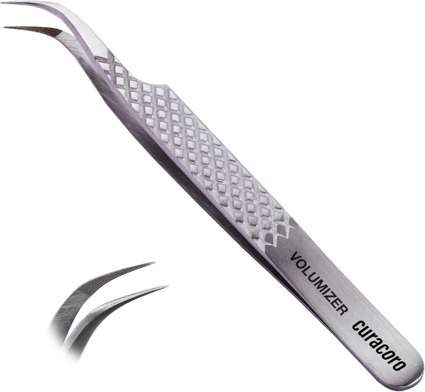Curacoro Lash Tweezer - Precision Fiber Tip Grip for Eyelash Extensions | Multi-Shape Silver Tweezers for Volume & Isolation