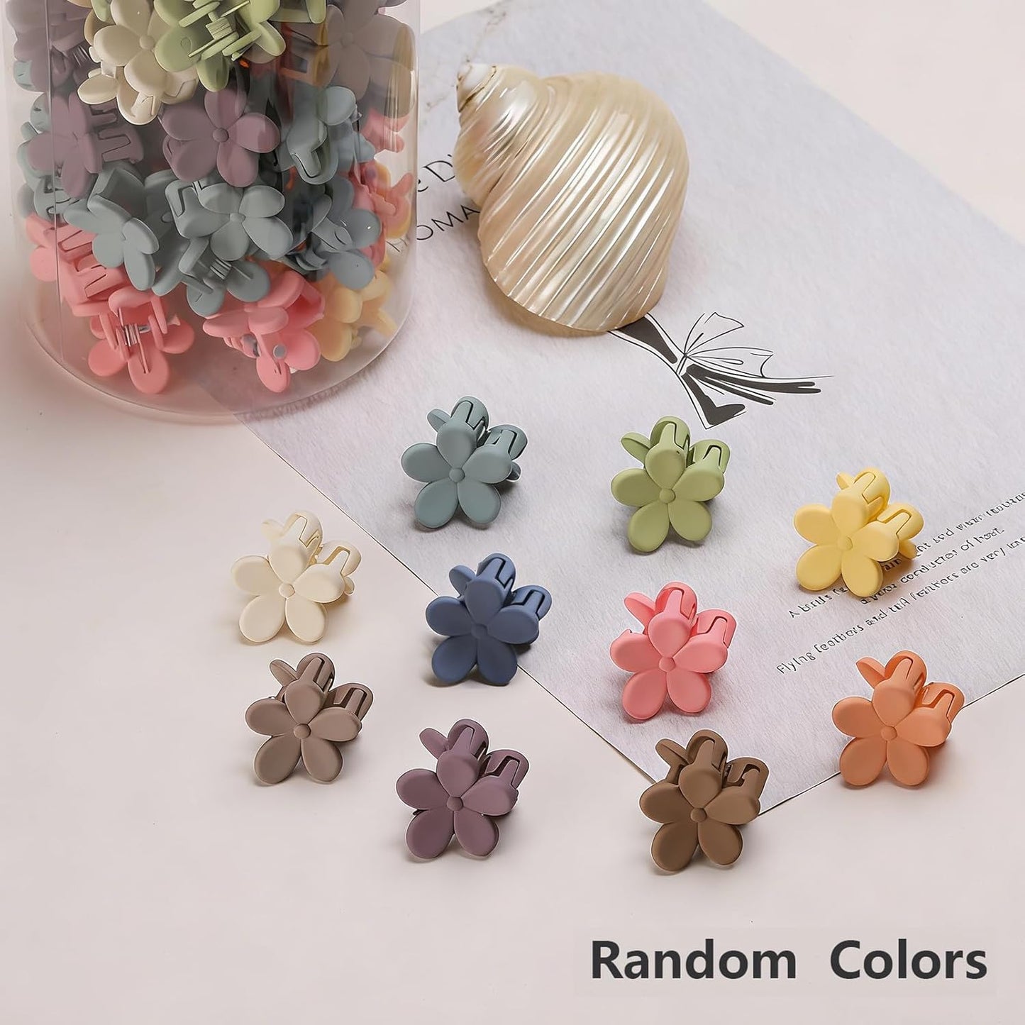 Mini Flower Hair Clips - 100 Pcs Colorful Tiny Claw Clips for Girls & Women | Cute Matte Hair Accessories