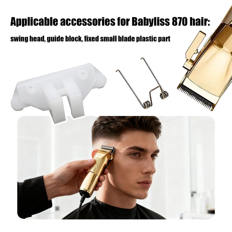 CZMZHFC 2 Sets Hair Clippers Spring Tension and Cam Follower Swing Head fit for Babyliss 870 Series Hair Clipper Head Spring (2 X Swinging Spring 2 X White Cam Follower)