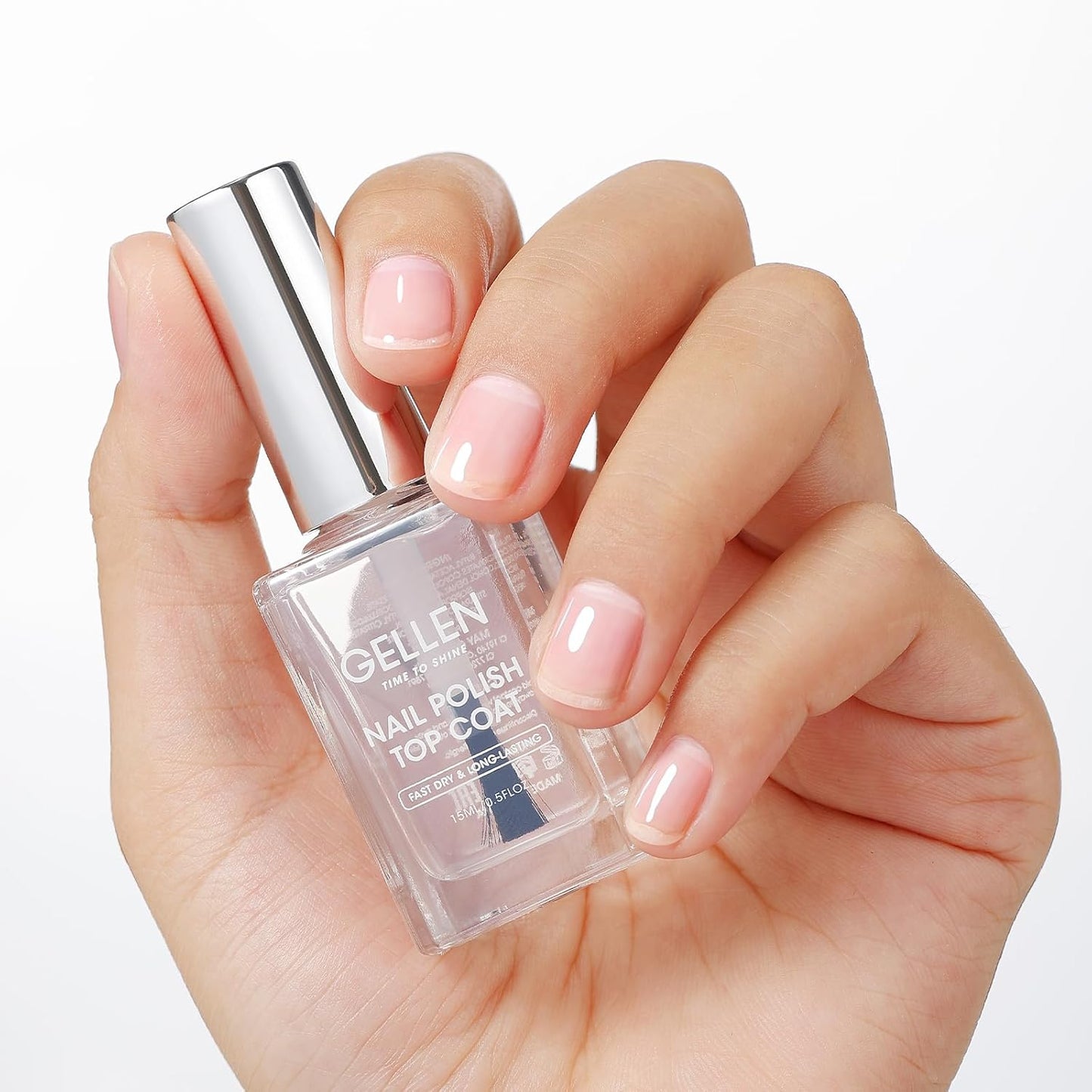 GELLEN 4-in-1 Clear Nail Polish - Base Coat, Sheer Tinted Milky Pink | Ridge Filler & Nail Strengthener